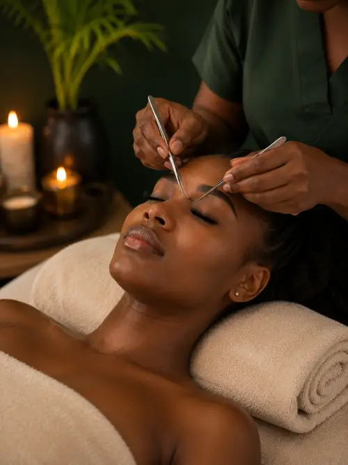 Eyelash extension treatment at Comfort Spa, Sukuta, The Gambia