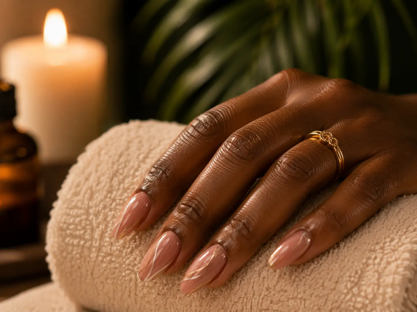 Nail art close-up at Comfort Spa, Sukuta, The Gambia