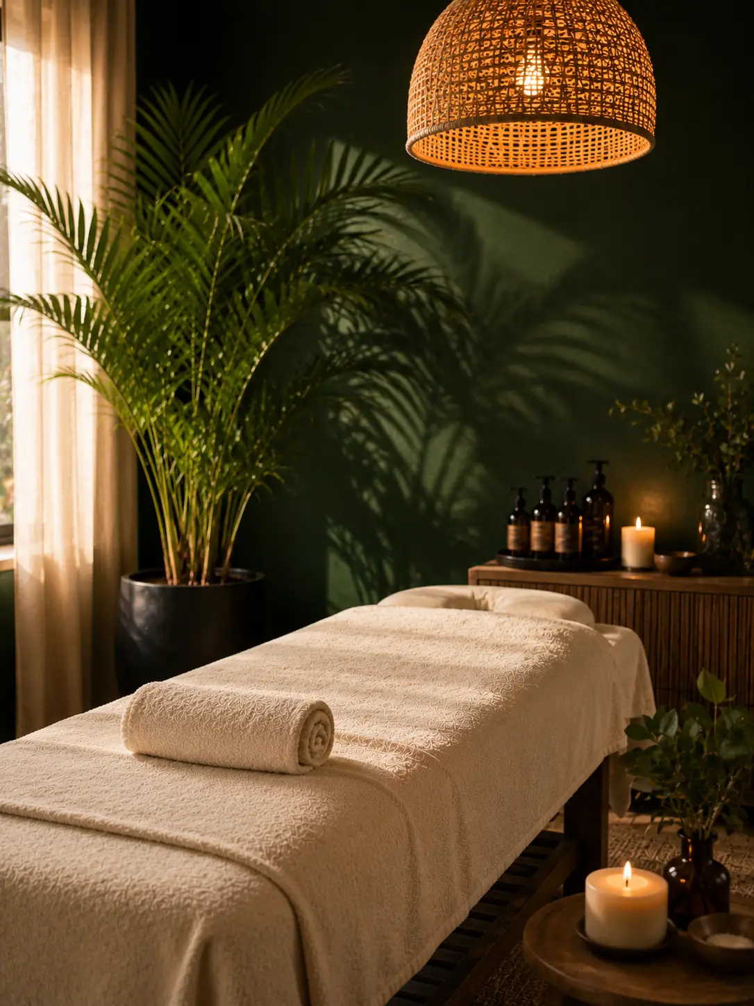 Treatment room with massage table at Comfort Spa, Sukuta